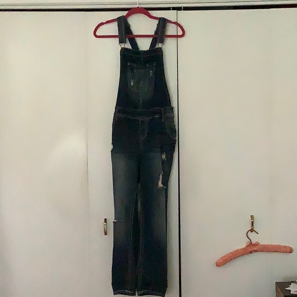 Juniors Wallflower Distressed Denim Overalls